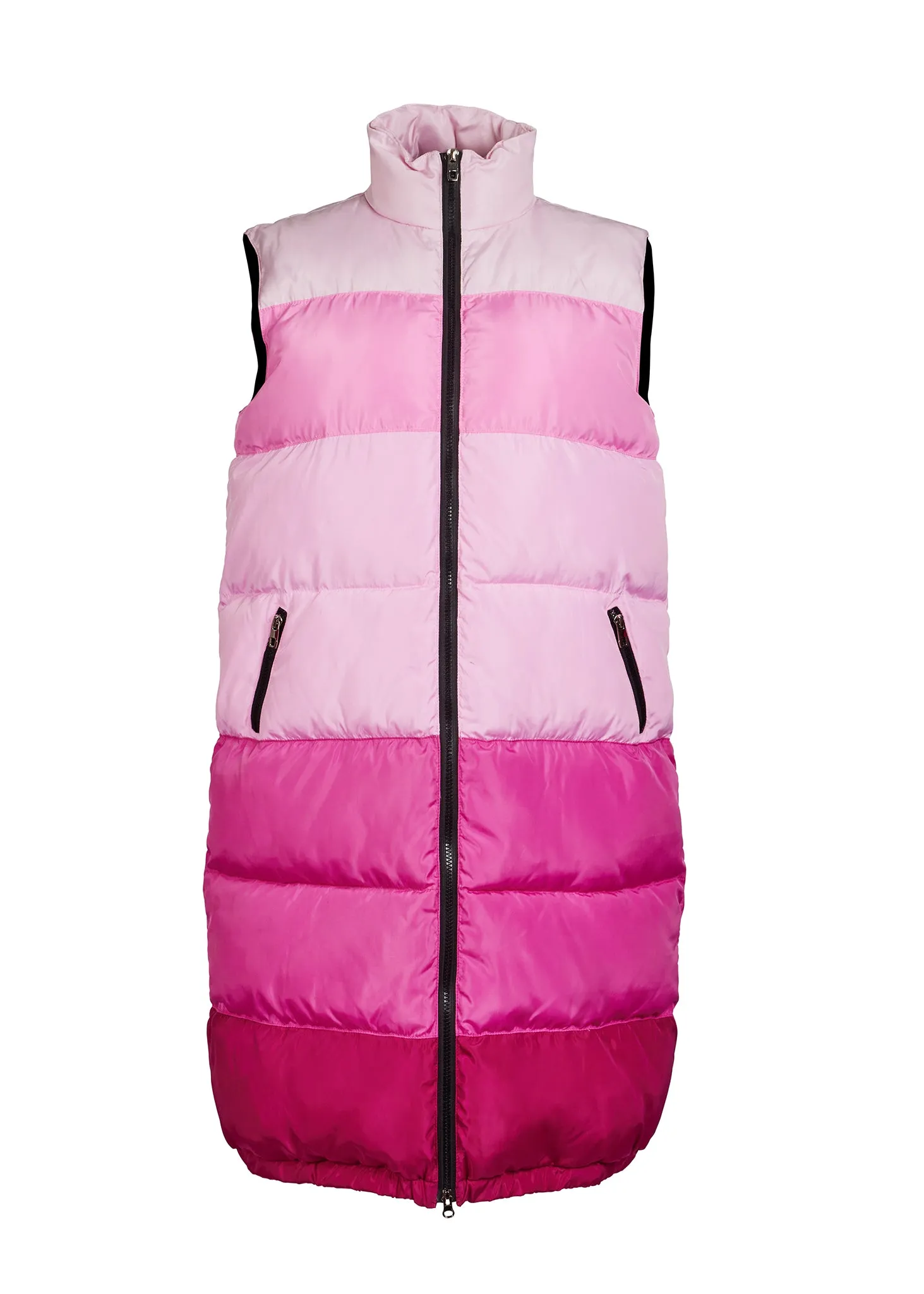 Colour Block Long Puffer Vest