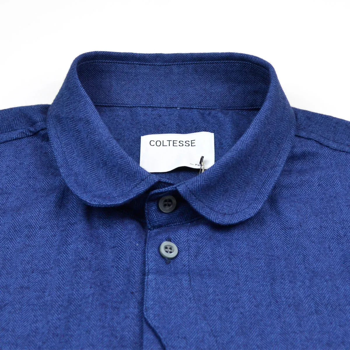 Coltesse - Ksenia Claudine Vertical Pocket Shirt - Blue Indigo Chevrons