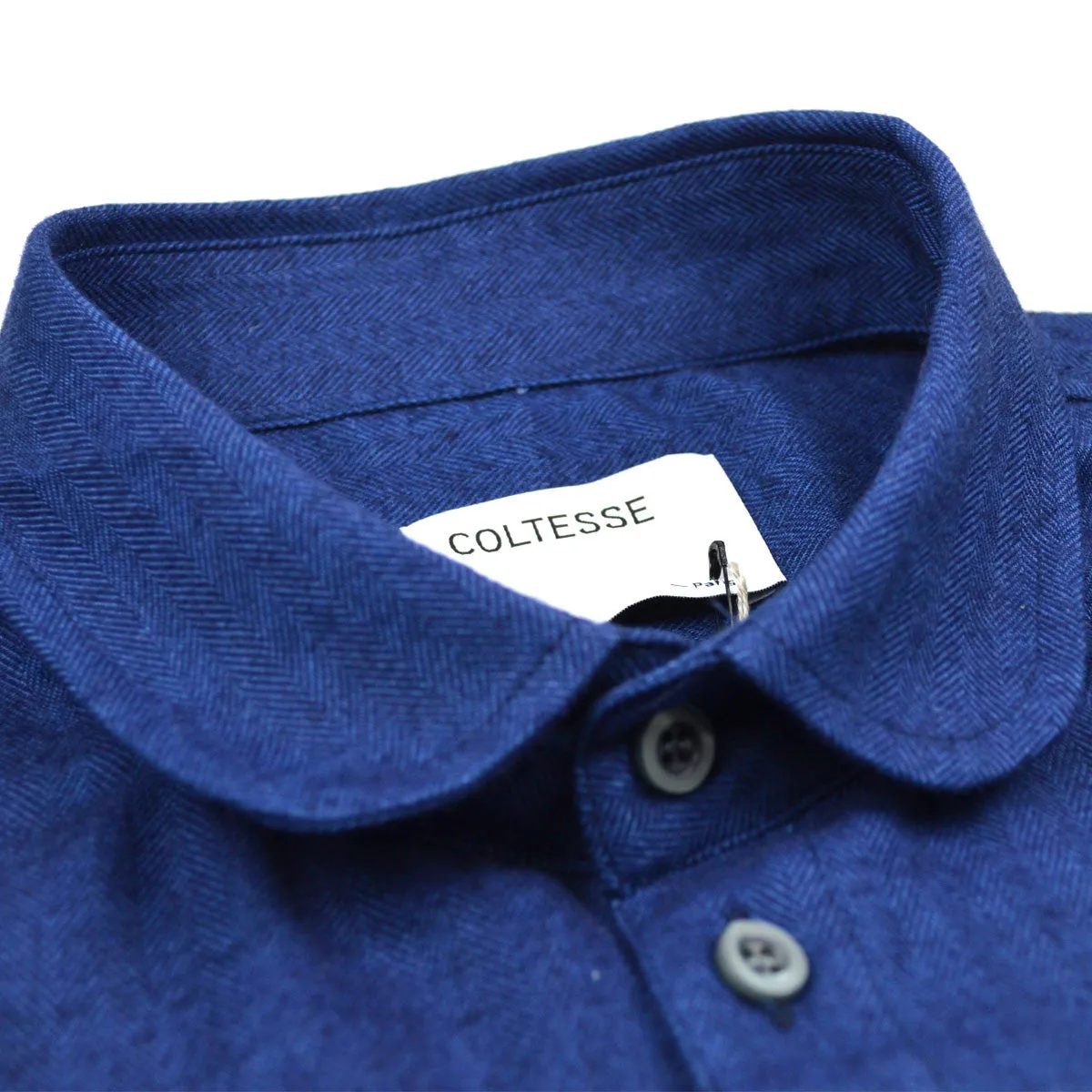 Coltesse - Ksenia Claudine Vertical Pocket Shirt - Blue Indigo Chevrons