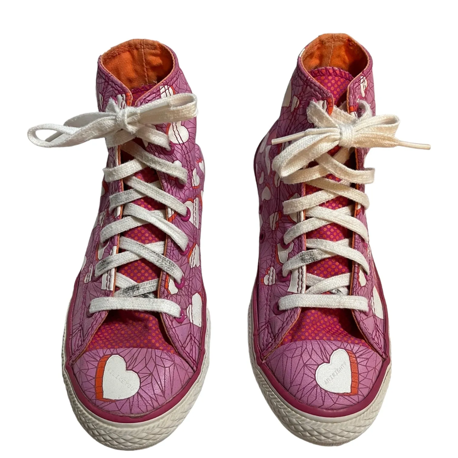 Converse Pink High Top Valentine Heart Conversations Sneakers Size 4