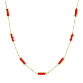 Coral Bar Chain Necklace