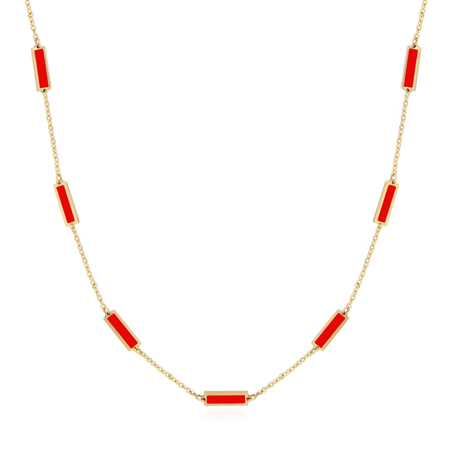 Coral Bar Chain Necklace