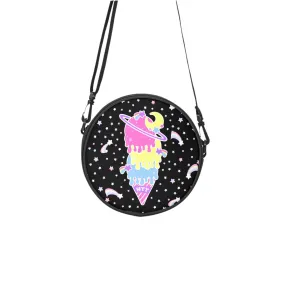 Cosmic Ice Cream Black Circle Crossbody Bag