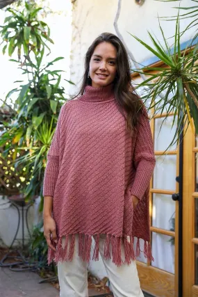 Crisp Mornings Poncho Sweater: Plum