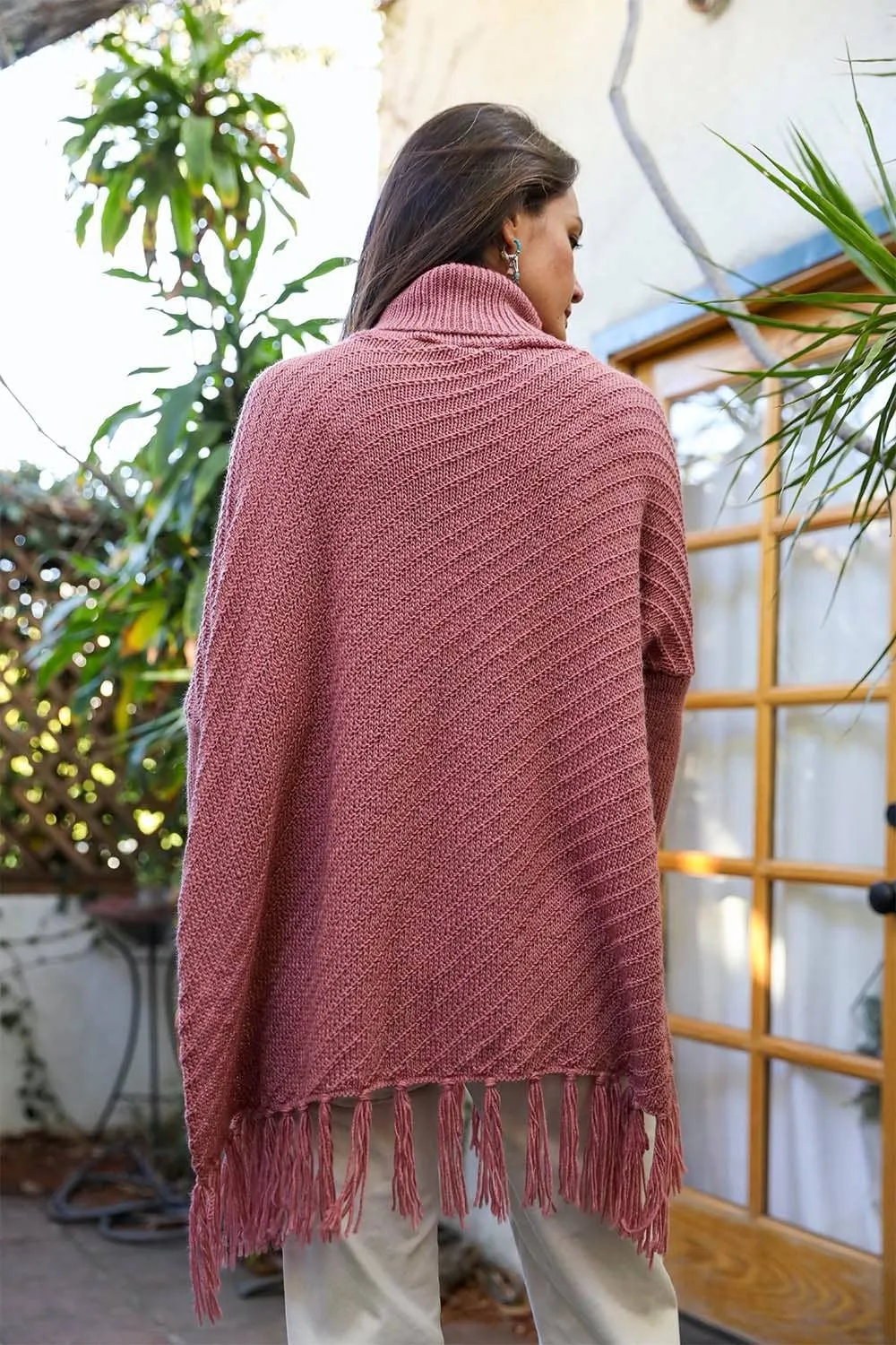 Crisp Mornings Poncho Sweater: Plum