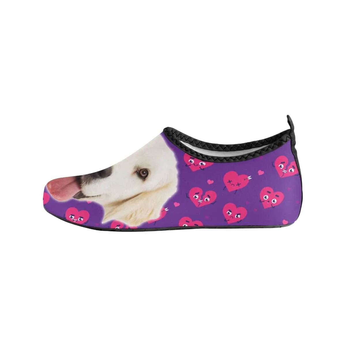 Custom Pet Face Pink Love Men's Barefoot Slip-on for sport Quick-Dry Aqua Shoes