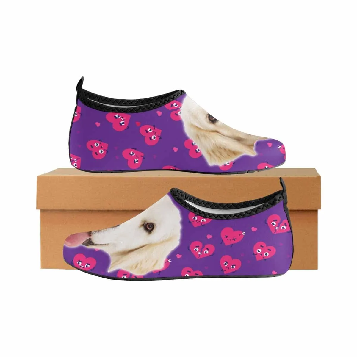 Custom Pet Face Pink Love Men's Barefoot Slip-on for sport Quick-Dry Aqua Shoes