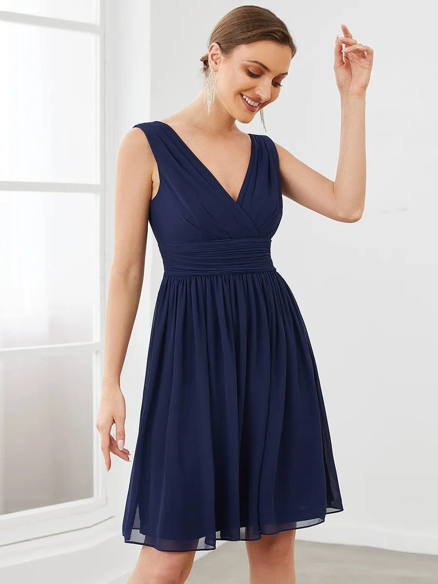 Custom Size Women Sleeveless V Neck Short Bridesmaid Dress