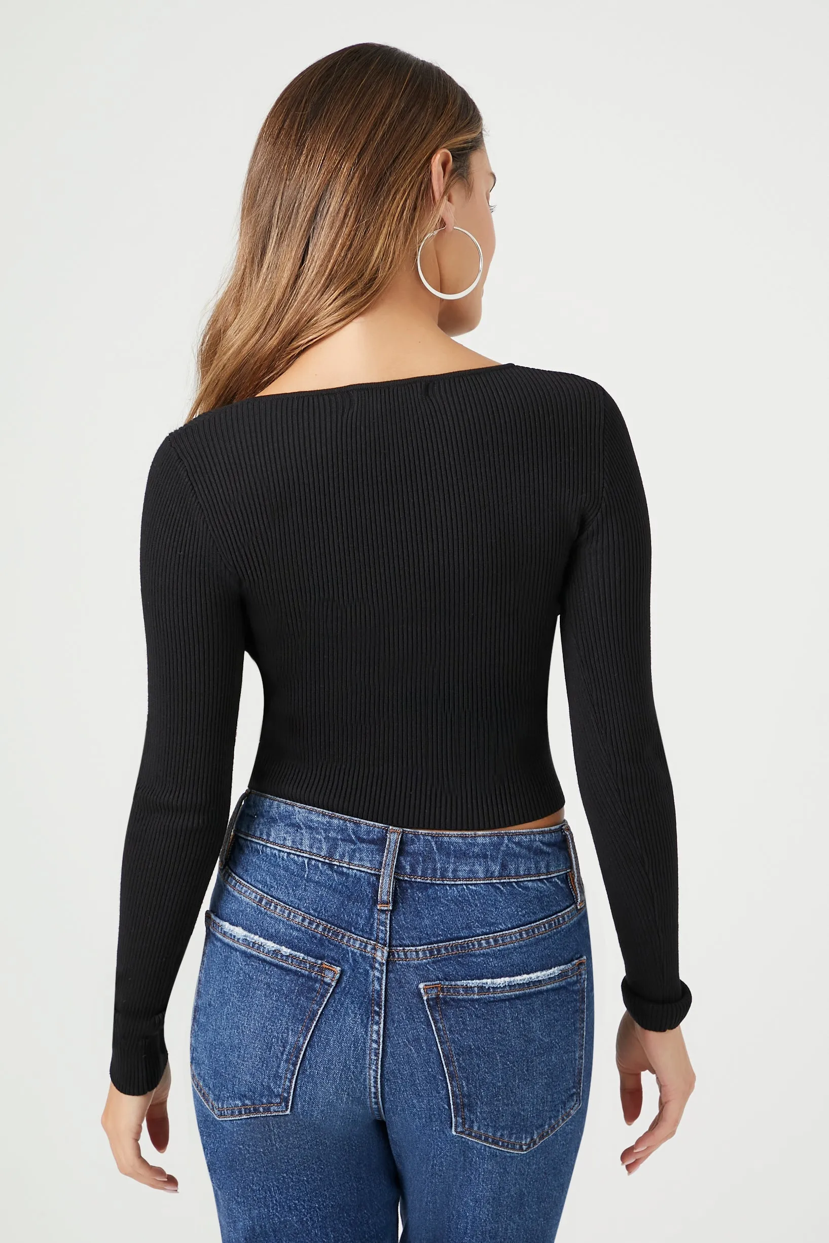 Cutout Ribbed Knit Sweater