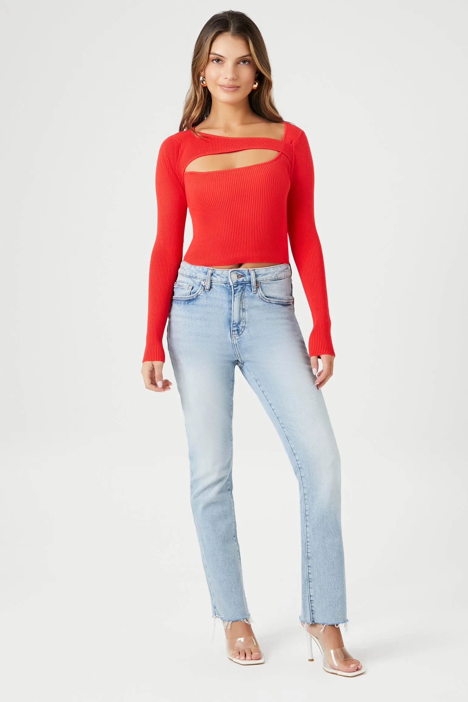 Cutout Ribbed Knit Sweater