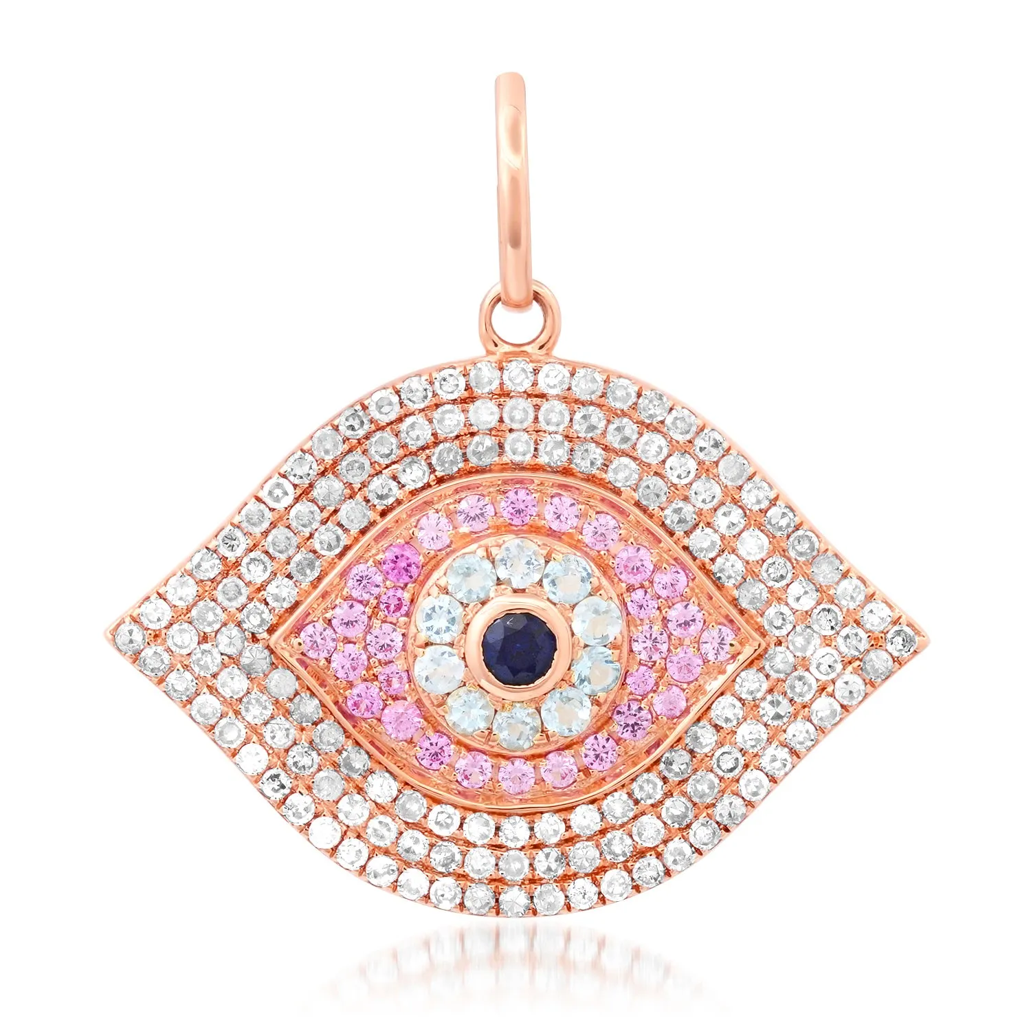 Diamond & Pink Sapphire Evil Eye Charm