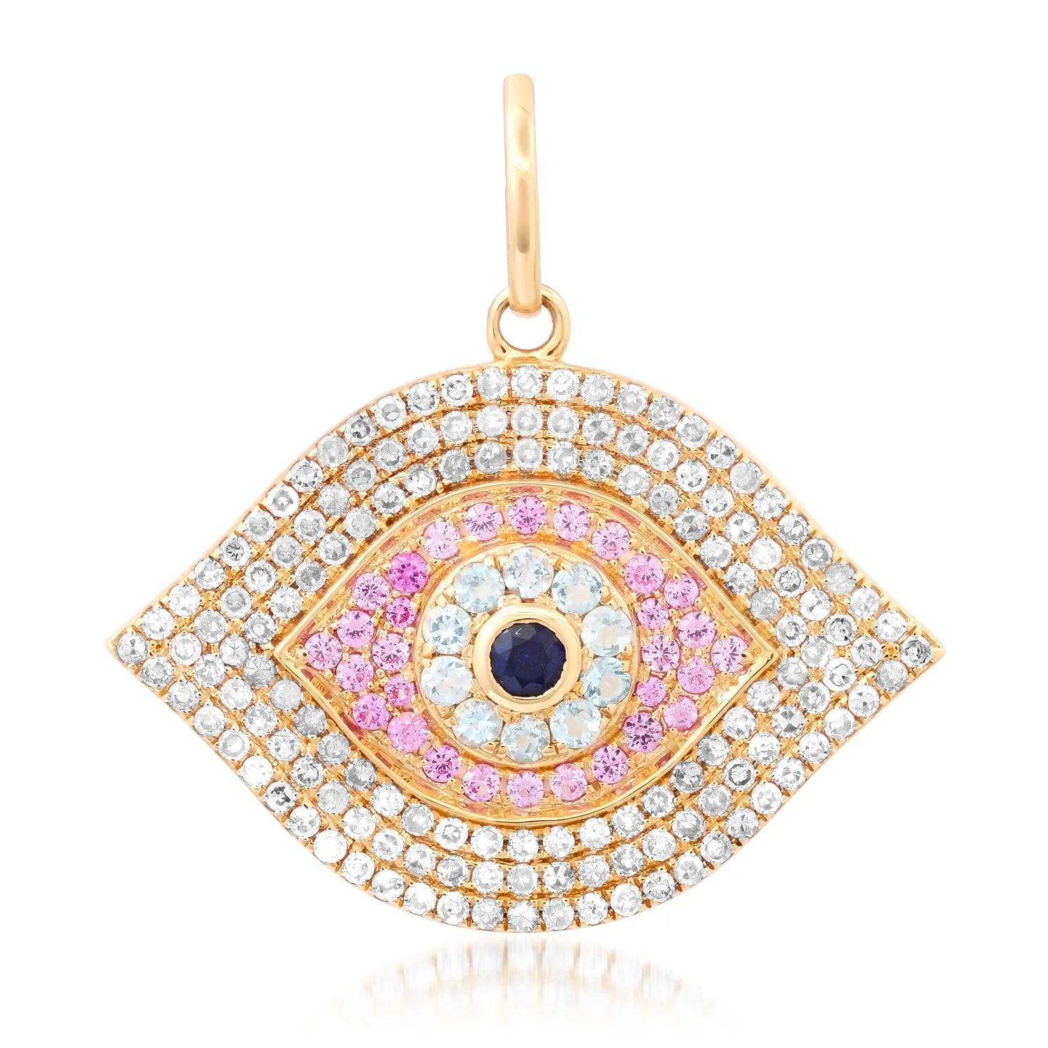 Diamond & Pink Sapphire Evil Eye Charm