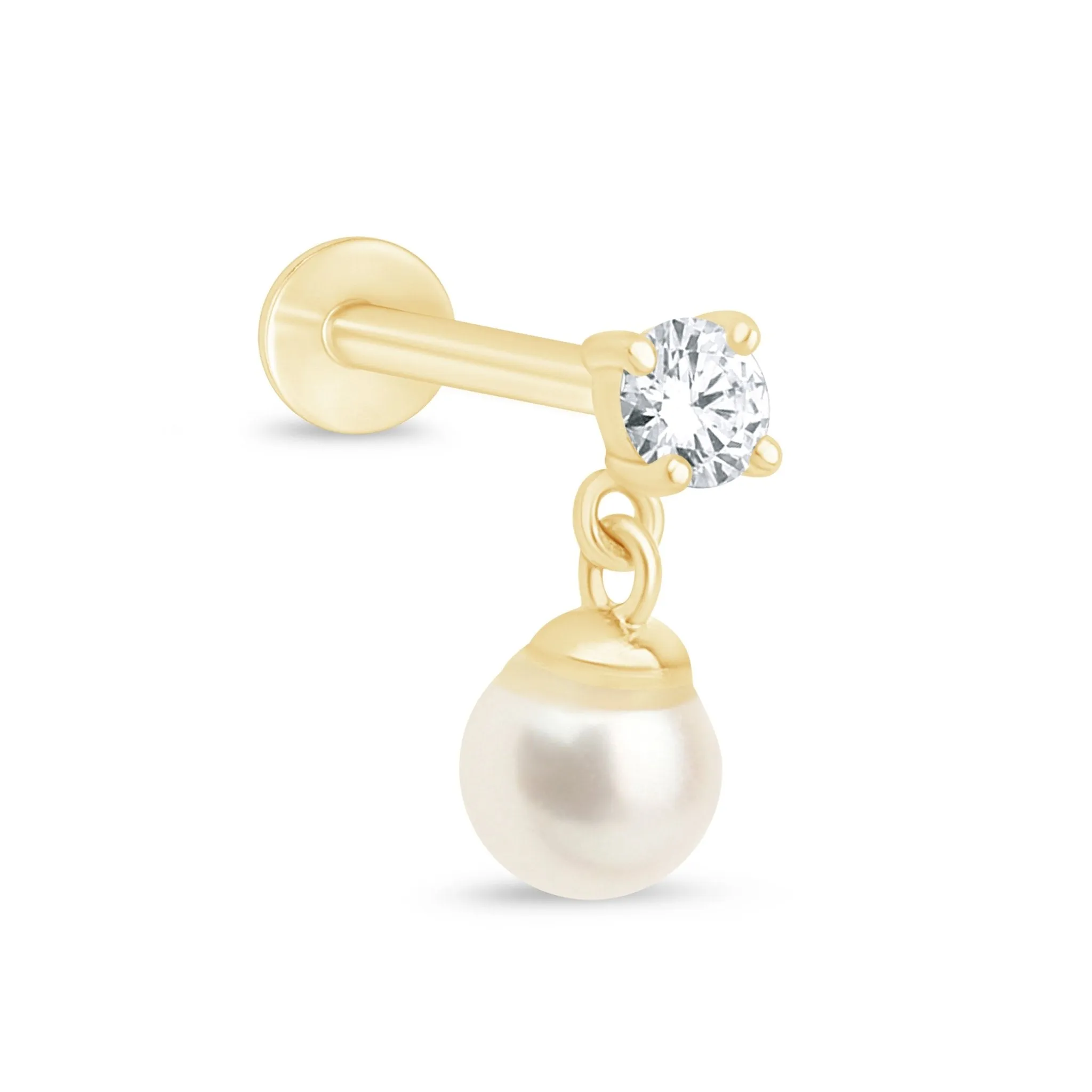 Diamond And Pearl Dangle Stud