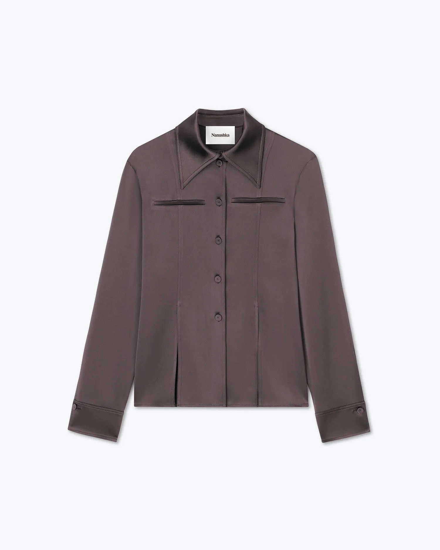 Elu - Sale Slip Satin Shirt - Coffee Bean