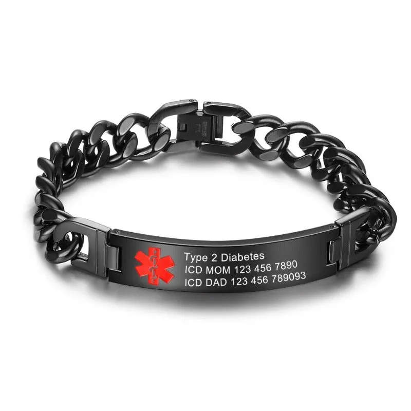 Engraving Medical Bracelets For Men