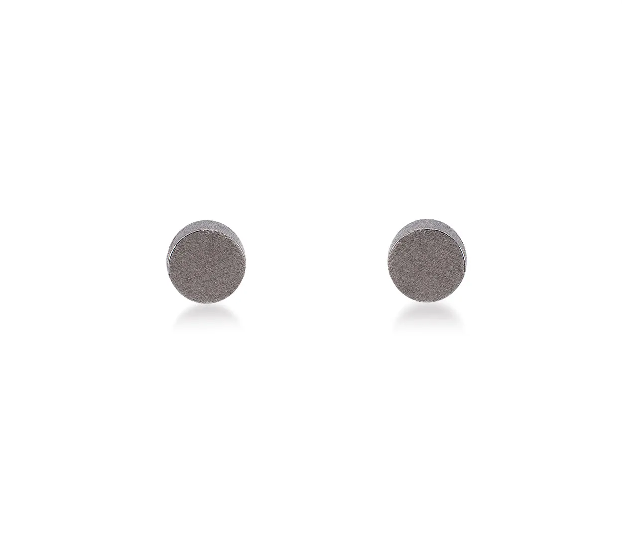 ER003B B.Tiff Plain Round Black Anodized Stainless Steel Stud Earrings