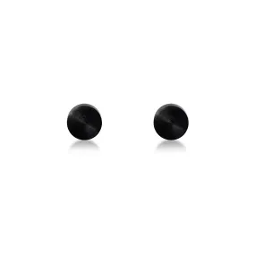 ER003B B.Tiff Plain Round Black Anodized Stainless Steel Stud Earrings