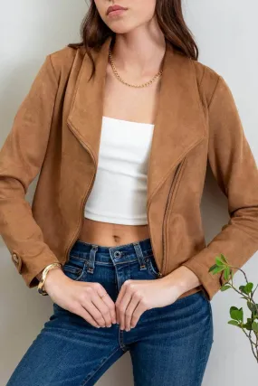 Faux Suede Moto Jacket