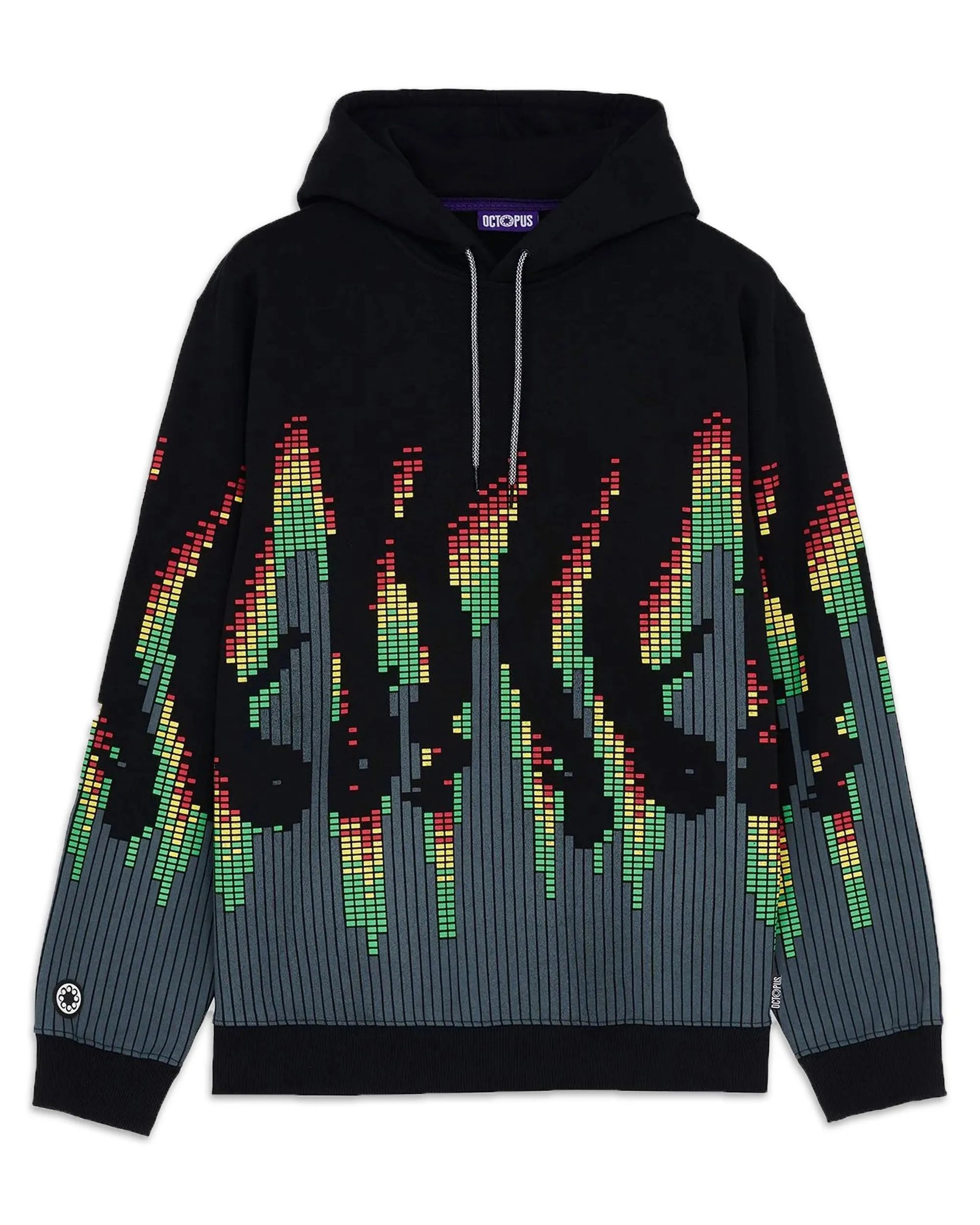 Felpe Uomo Octopus Sound Wave Hoodie Nero