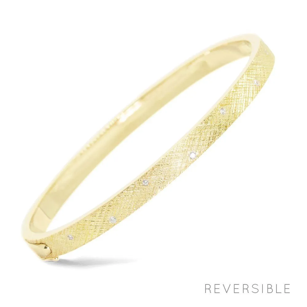 Florentine Diamond 18k Yellow Gold Bangle