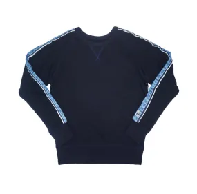 French Terry Fleece Denim Stripe Crewneck (Navy)MD1