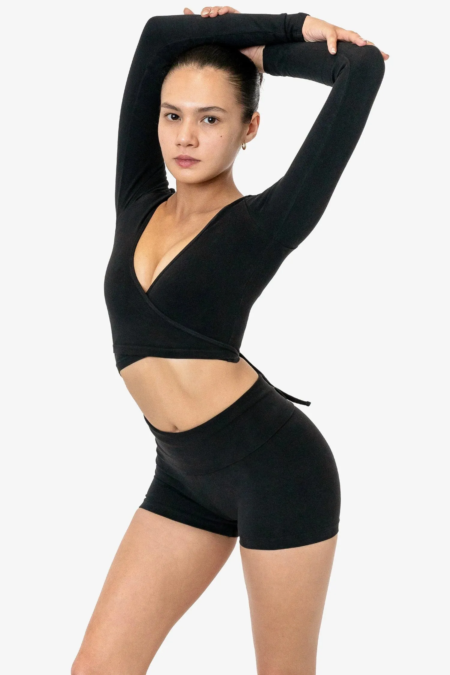 Garment Dye [Cotton Spandex] Yoga Shorts Black