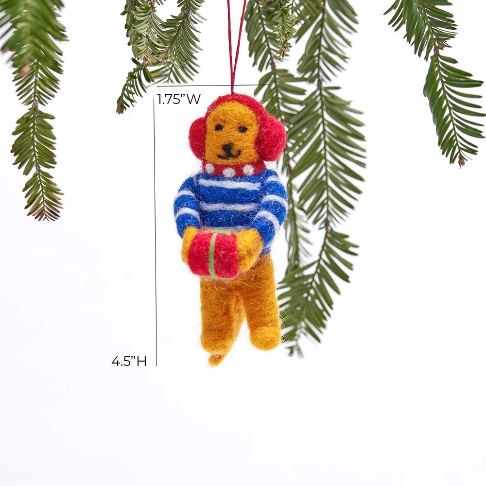 Gift Giving Bear Felt Ornament