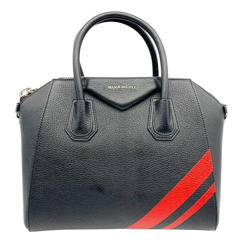 Givenchy Small Antigona Striped Satchel Black Leather Shoulder Bag