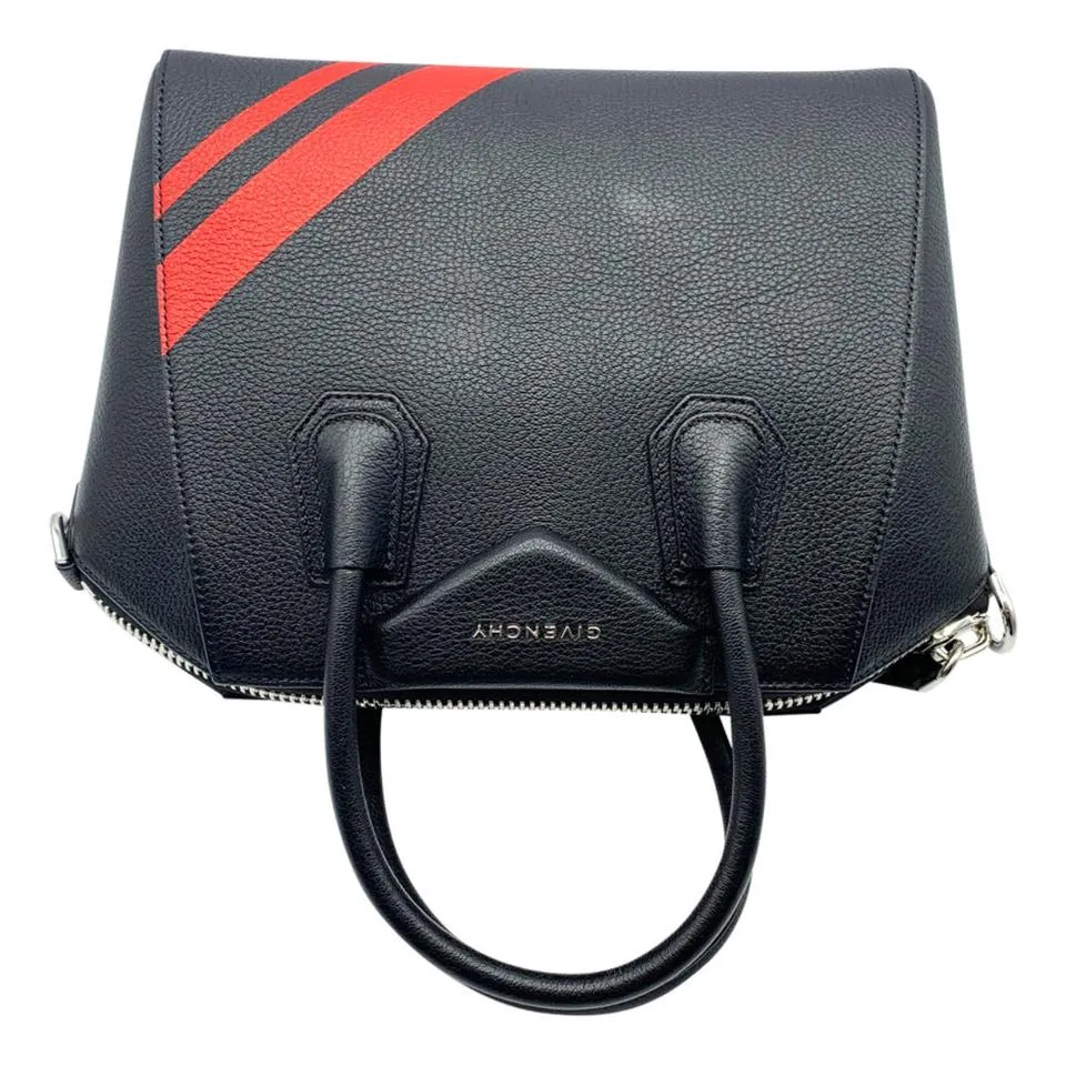 Givenchy Small Antigona Striped Satchel Black Leather Shoulder Bag