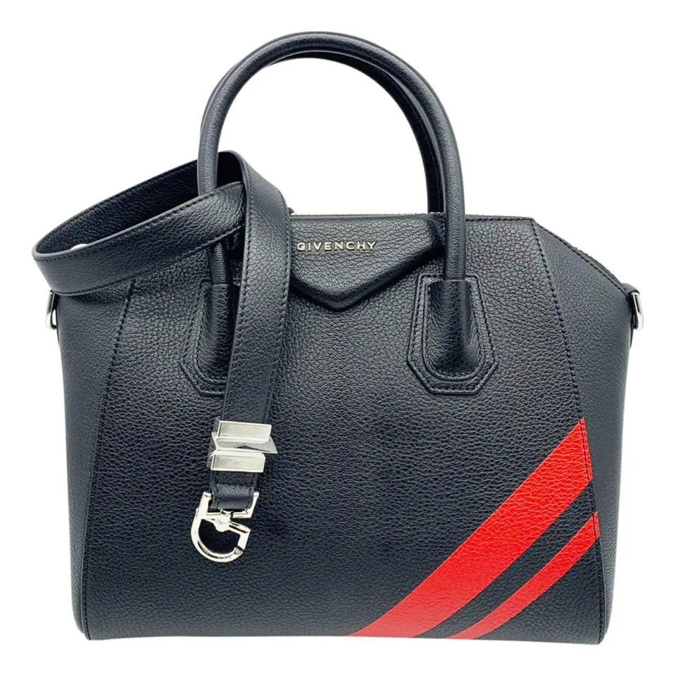 Givenchy Small Antigona Striped Satchel Black Leather Shoulder Bag