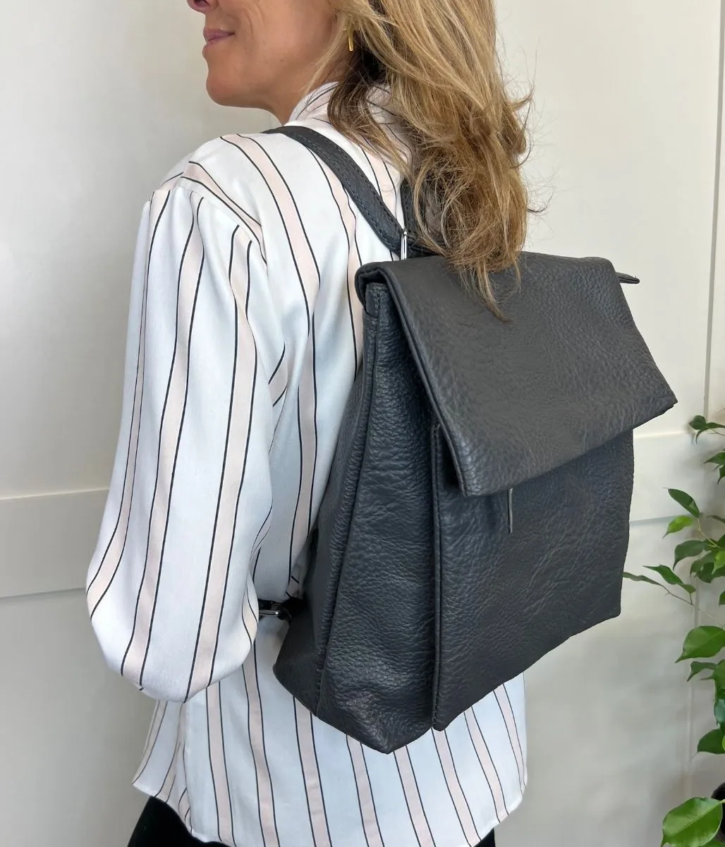 Grey Textured Backpack