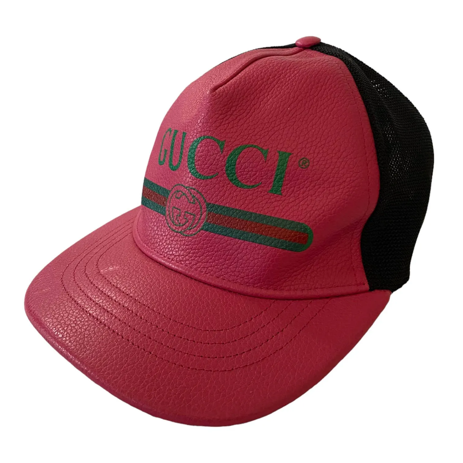 Gucci Hot Pink Leather Hat Size Medium NEW