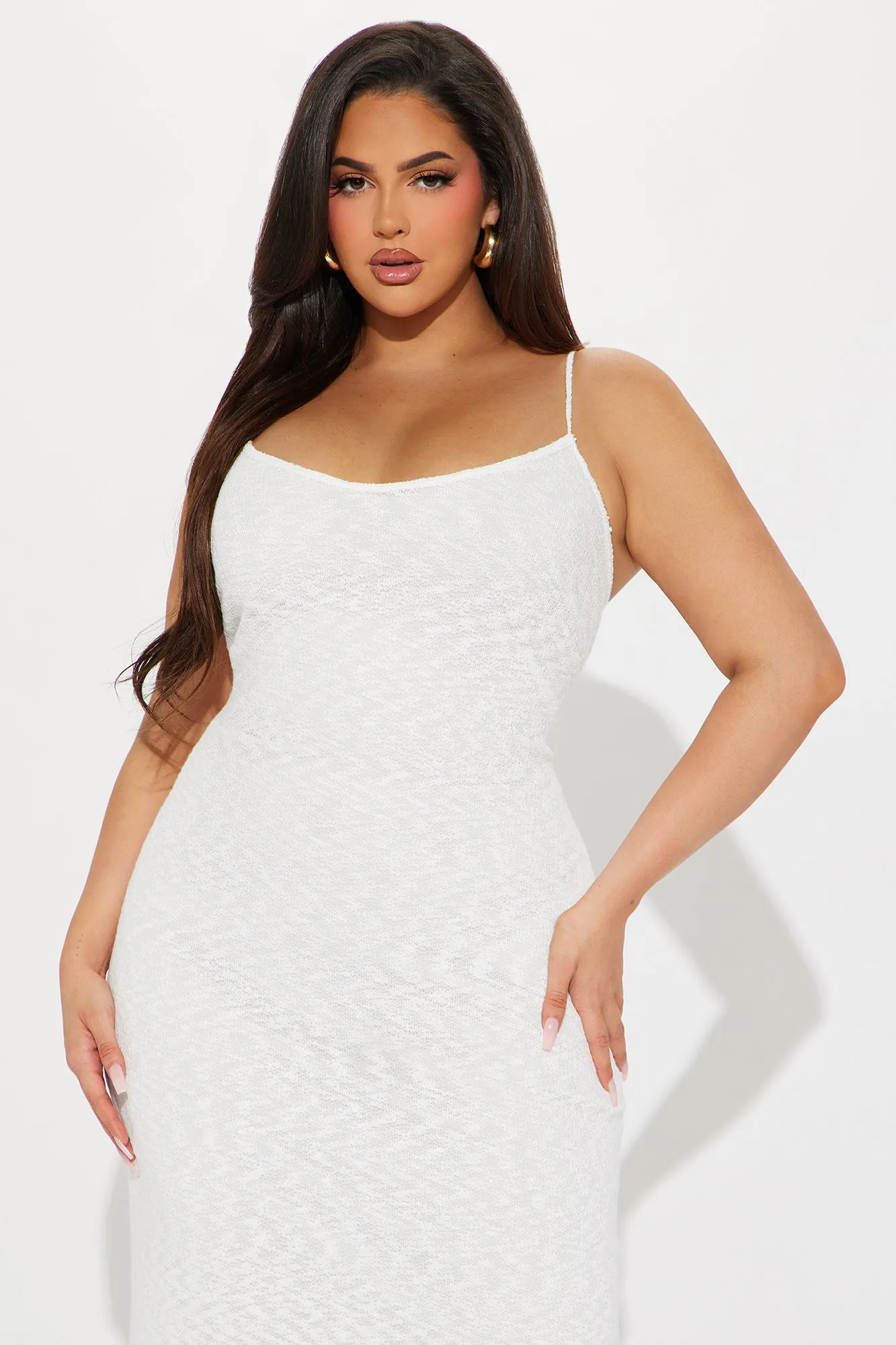 Heather Open Knit Maxi Dress - White