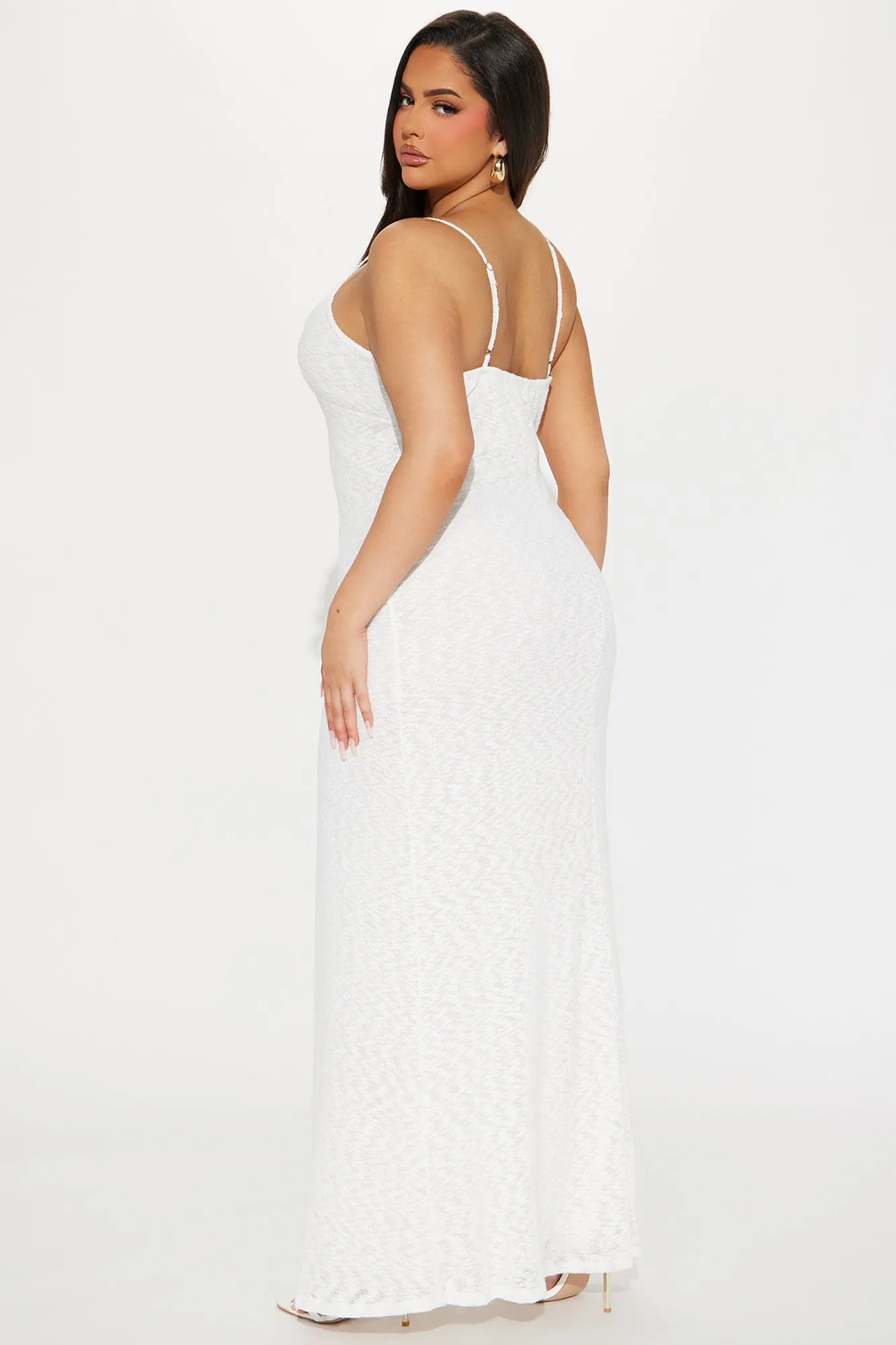 Heather Open Knit Maxi Dress - White