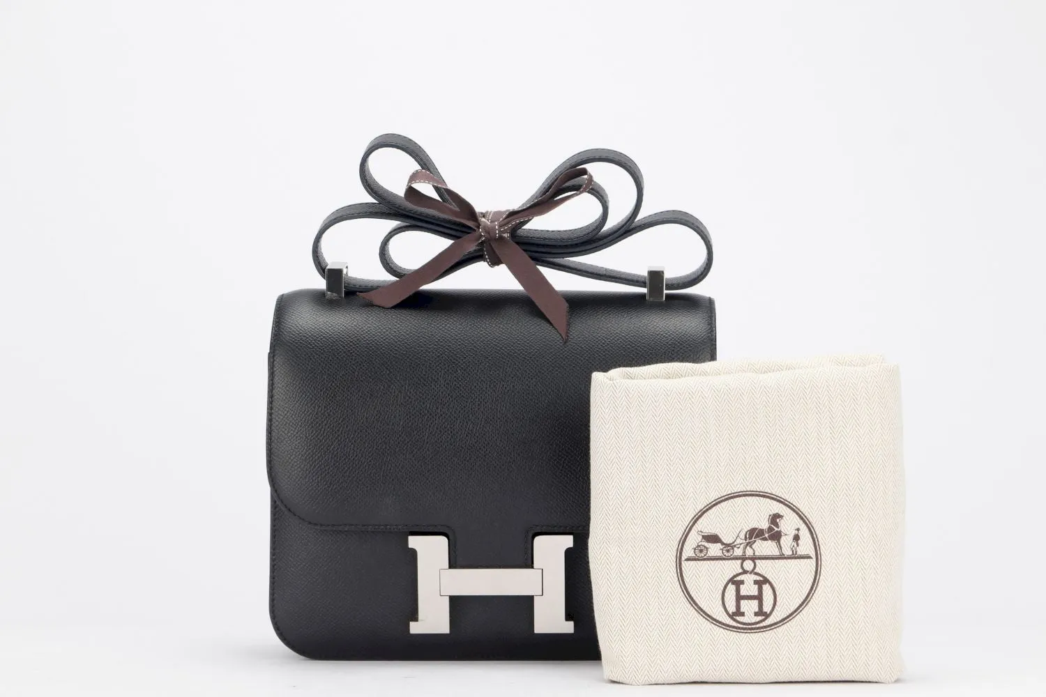 Hermes Constance 24cm, Stamp A, Black Color, Epsom Leather, Silver Hardware, with Dust Cover & Box