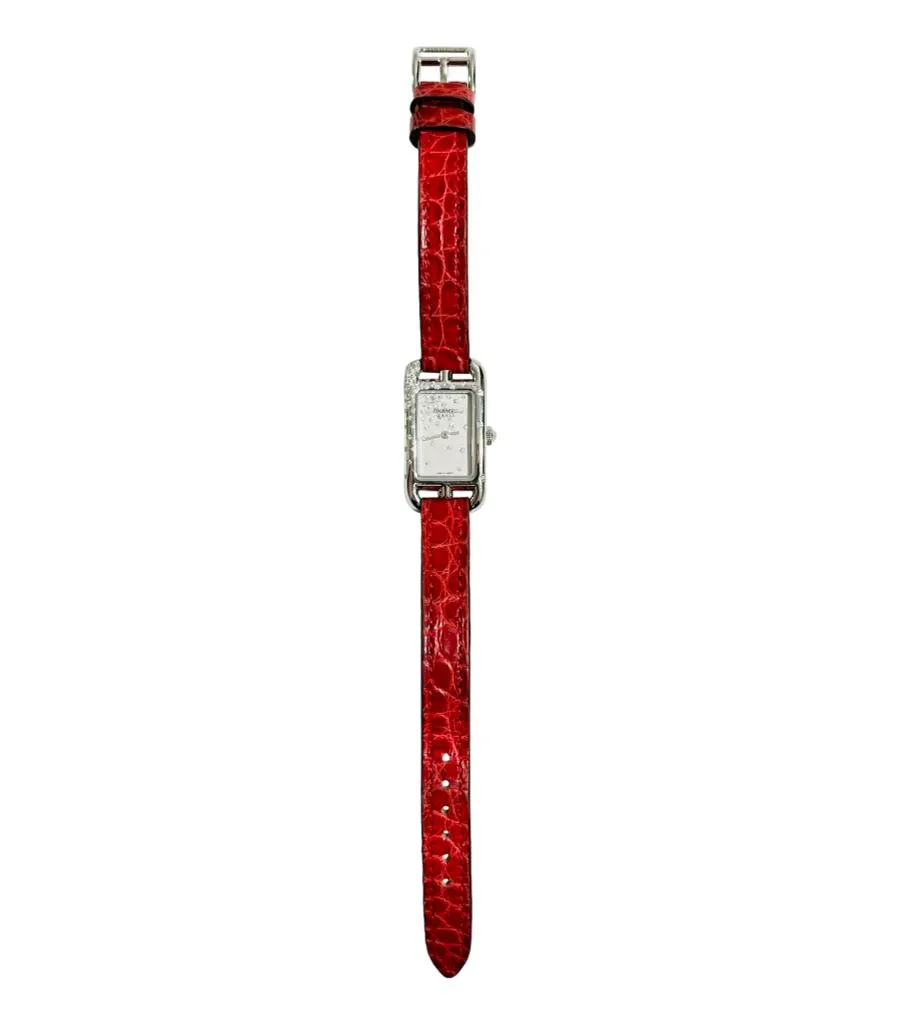 Hermes Diamond Nantucket Watch With Alligator Strap