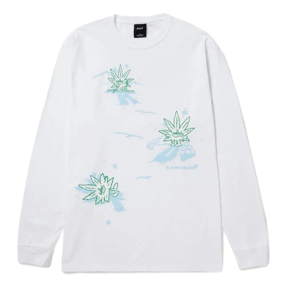 HUF GREEN BUDDY WINTER THINGS L/S TEE-WHITE