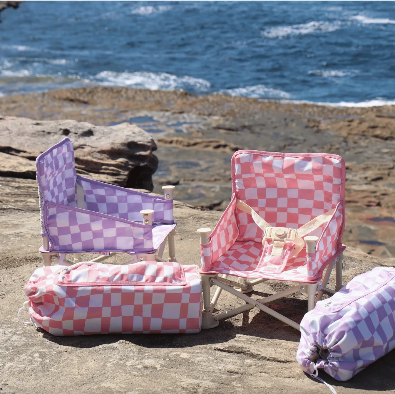 Isla Portable Baby Chair - Pink Checker