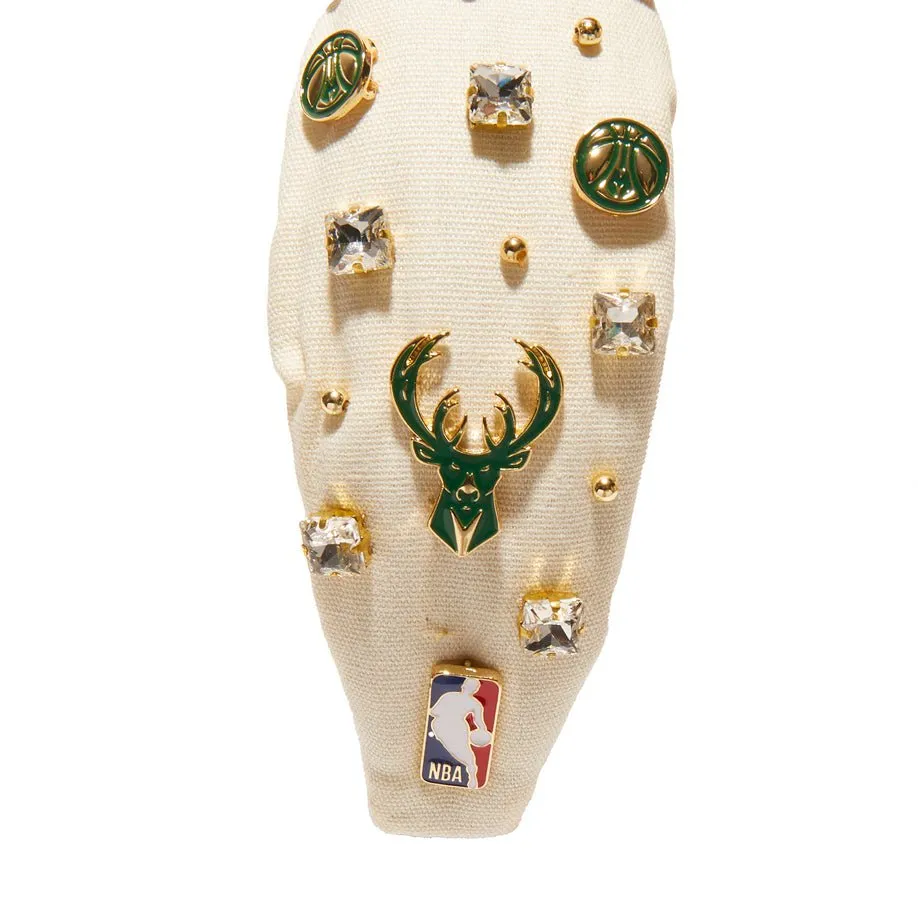 IVORY MILWAUKEE BUCKS EMBELLISHED KNOTTED HEADBAND