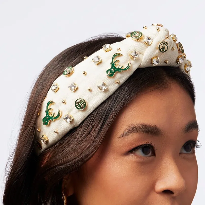 IVORY MILWAUKEE BUCKS EMBELLISHED KNOTTED HEADBAND