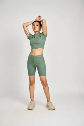 Jade Ribbed Biker Set