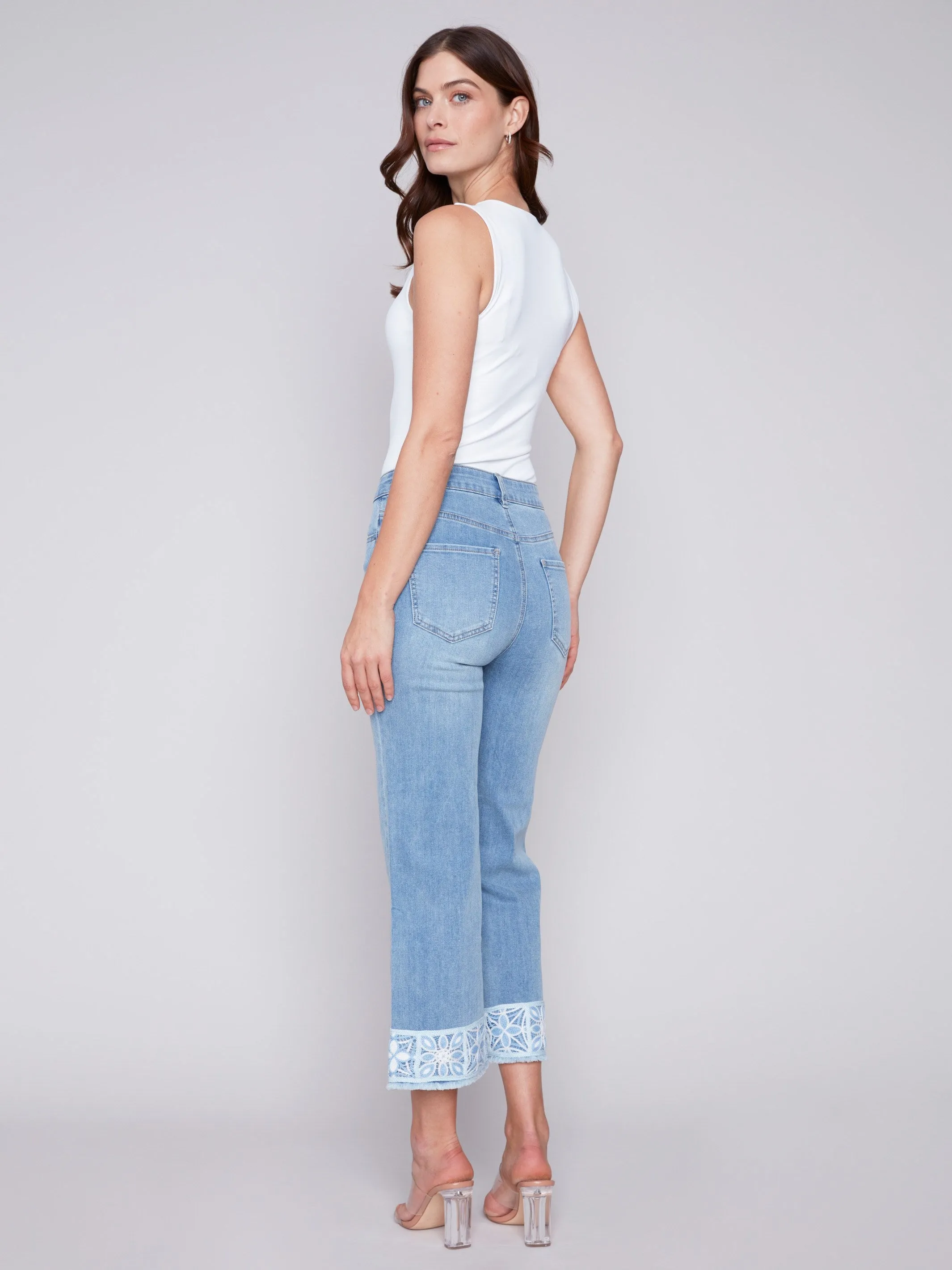 Jeans with Crochet Cuff - Light Blue