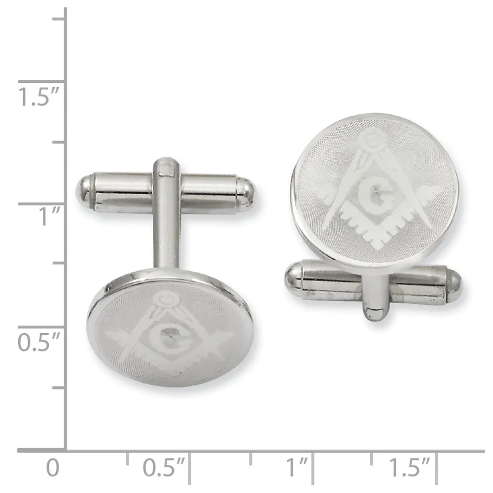 Kelly Waters Rhodium-plated Round Masonic Cuff Links