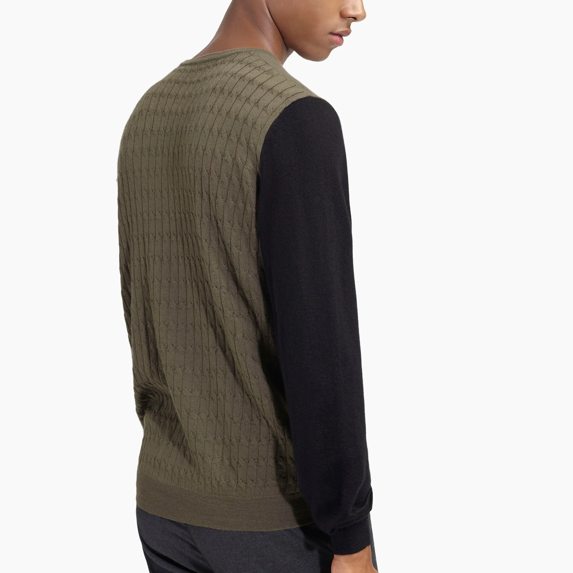 Lanza Bi-Color Cashmere Crewneck