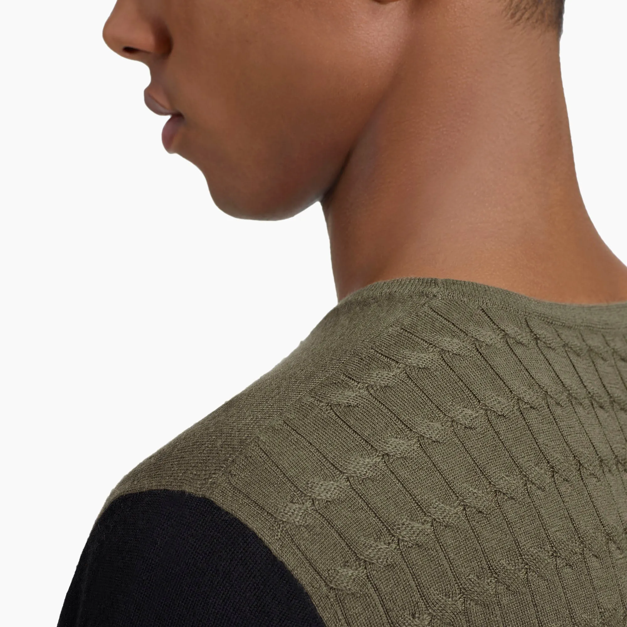 Lanza Bi-Color Cashmere Crewneck