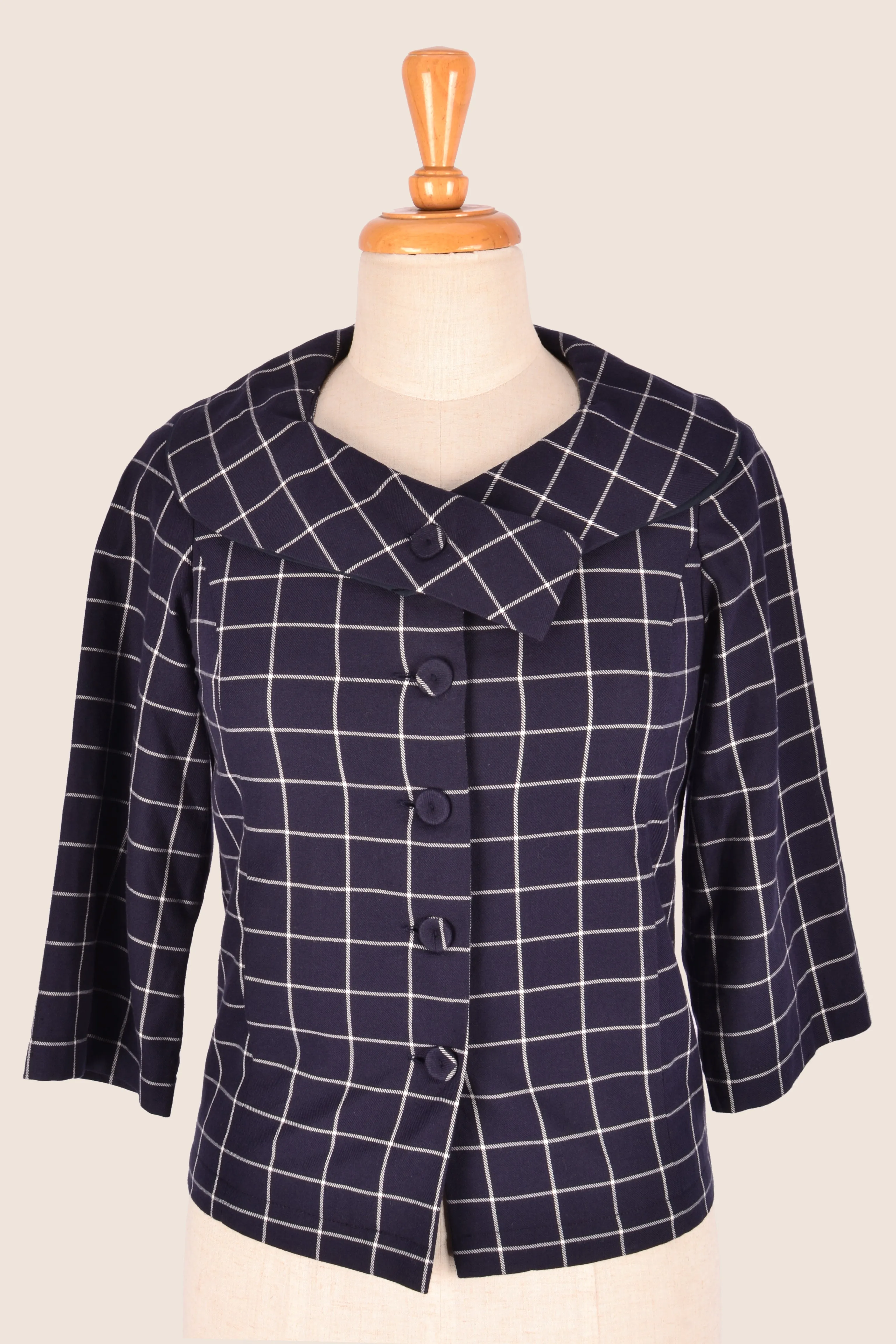 Lori Navy & White Double Collar Jacket