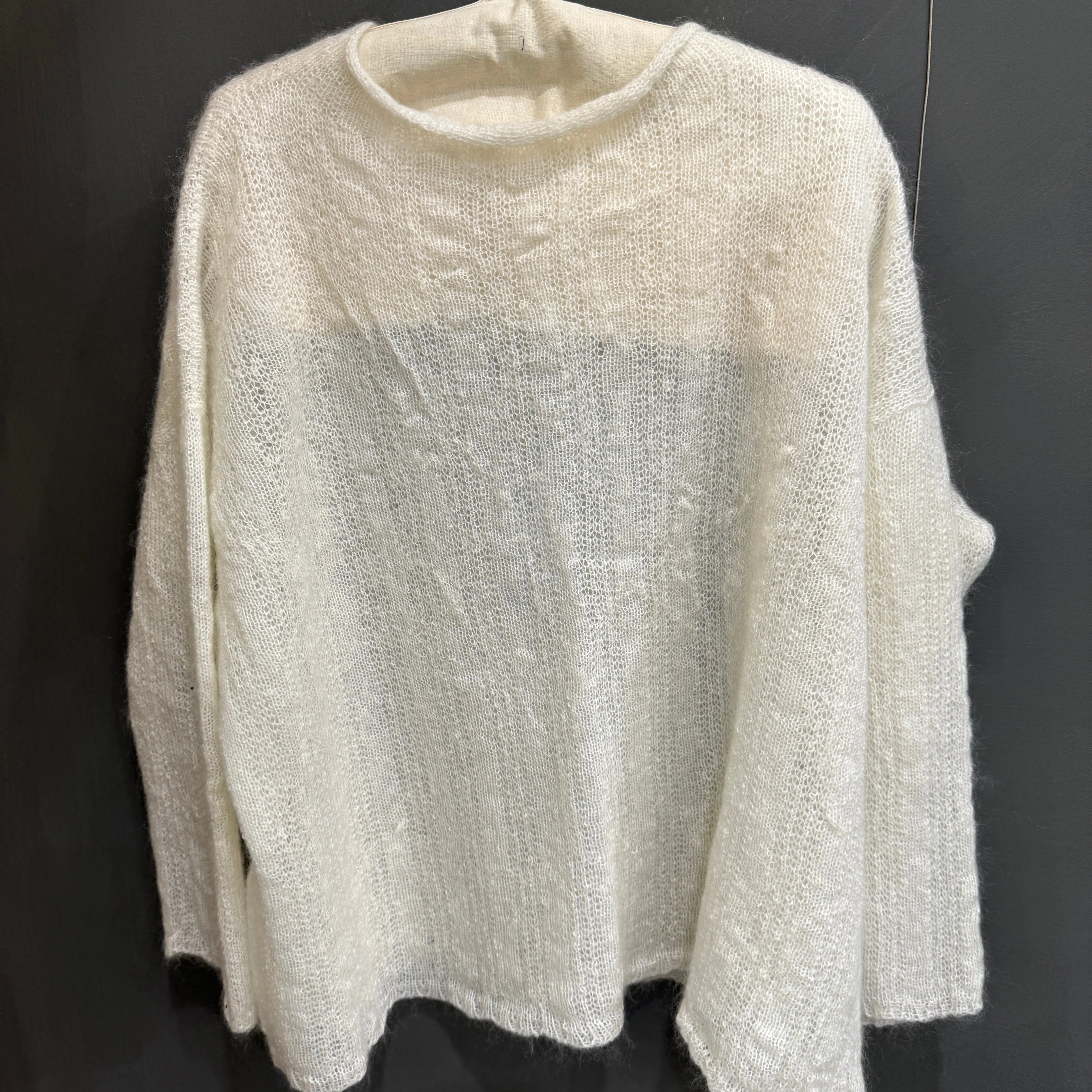 Mohair lace rib sweater