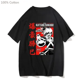 My Hero Academia Katsuki Bakugou TShirt Bakugo Print Mens Japanese Anime Manga Cotton