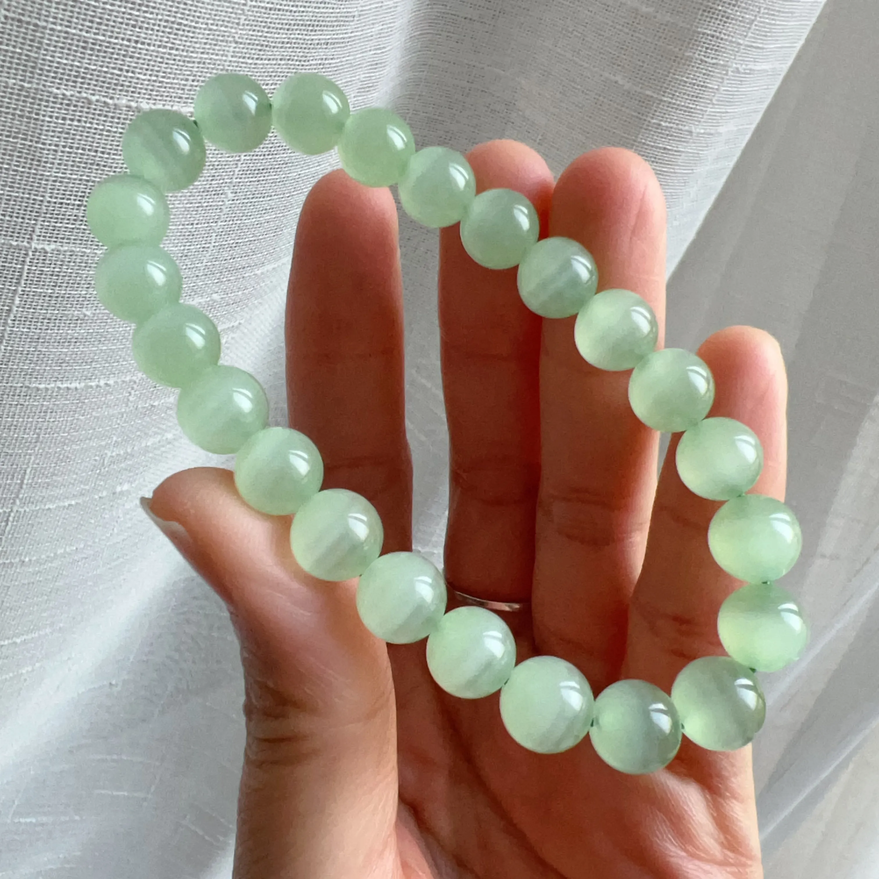 Natural Beautiful Top-grade Green Stone Bracelet 8.8mm Beads | Natural Afghanistan Green Jade Heart Chakra Healing Gemstone