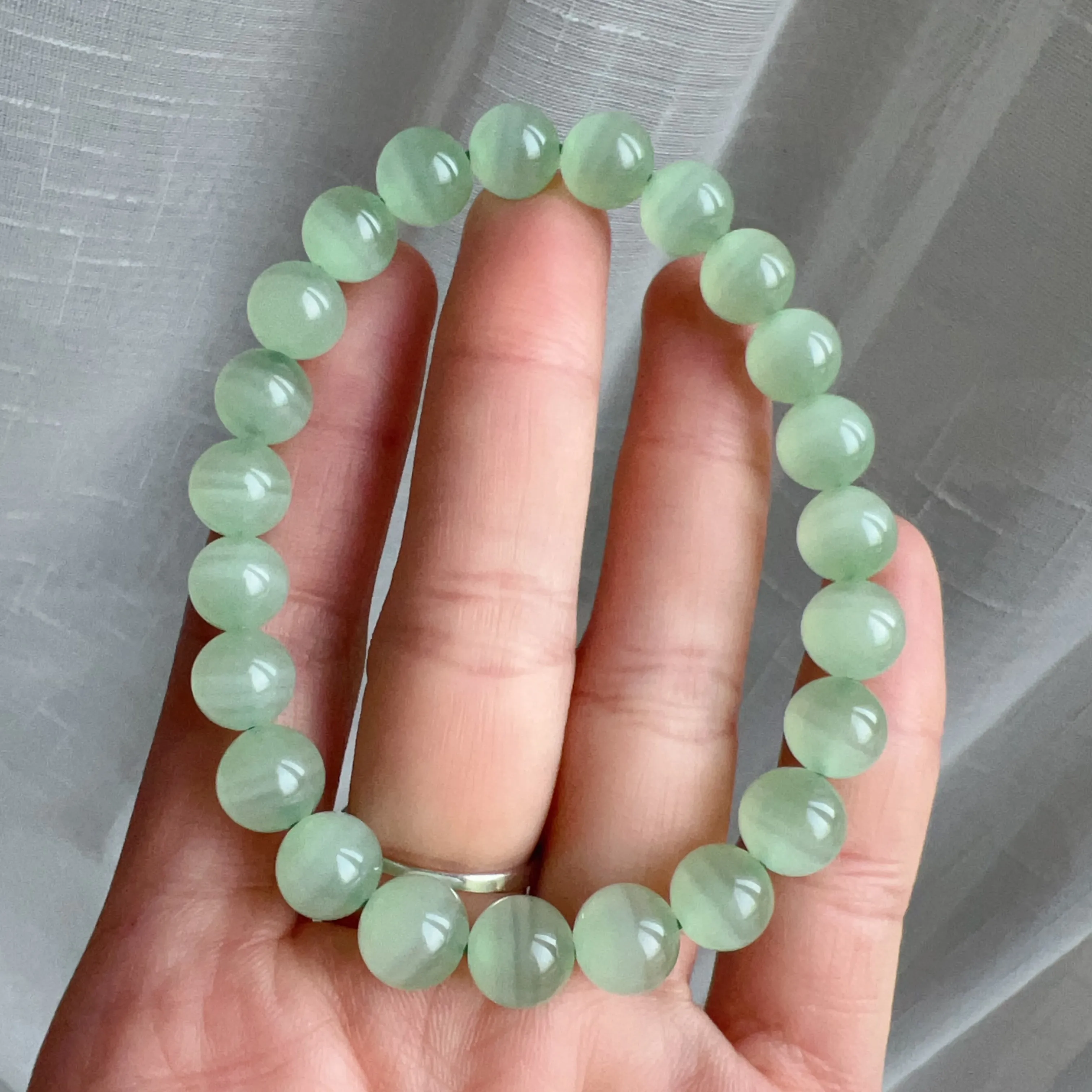 Natural Beautiful Top-grade Green Stone Bracelet 8.8mm Beads | Natural Afghanistan Green Jade Heart Chakra Healing Gemstone